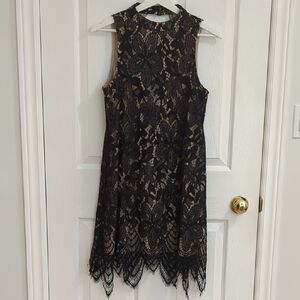 Love Fire Black Mock Neck Sheath Midi Dress